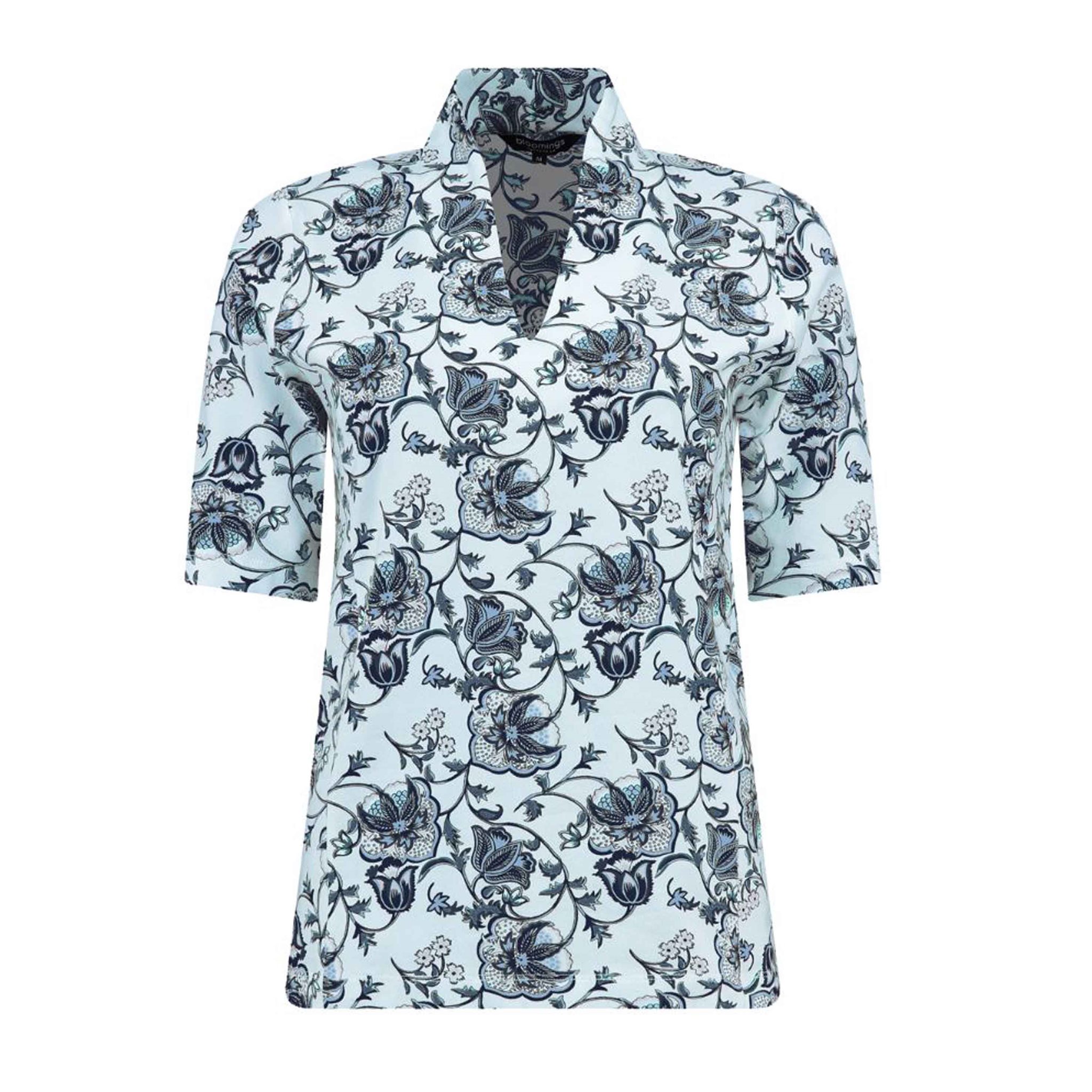 Stand up collar shirt s/s prin BLOOMINGS
